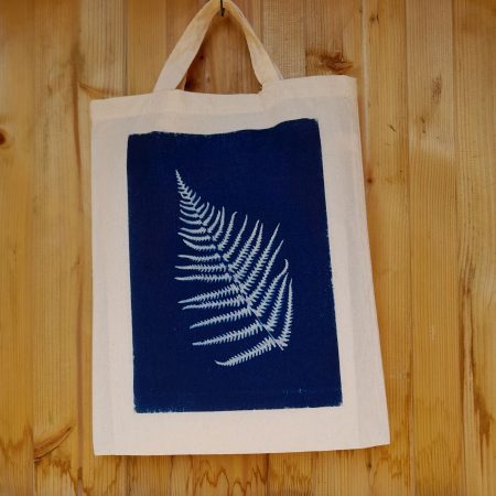 Fern cyanotype small tote bag