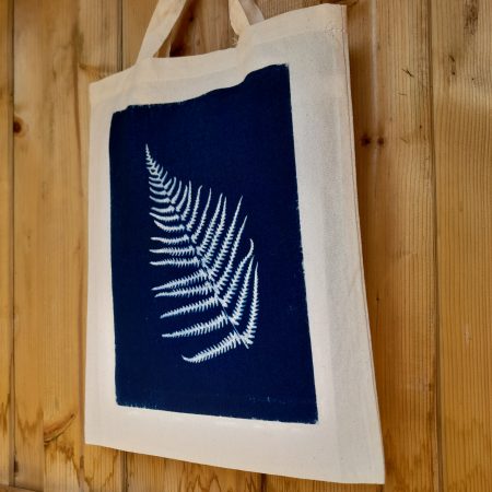 Fern cyanotype small tote bag