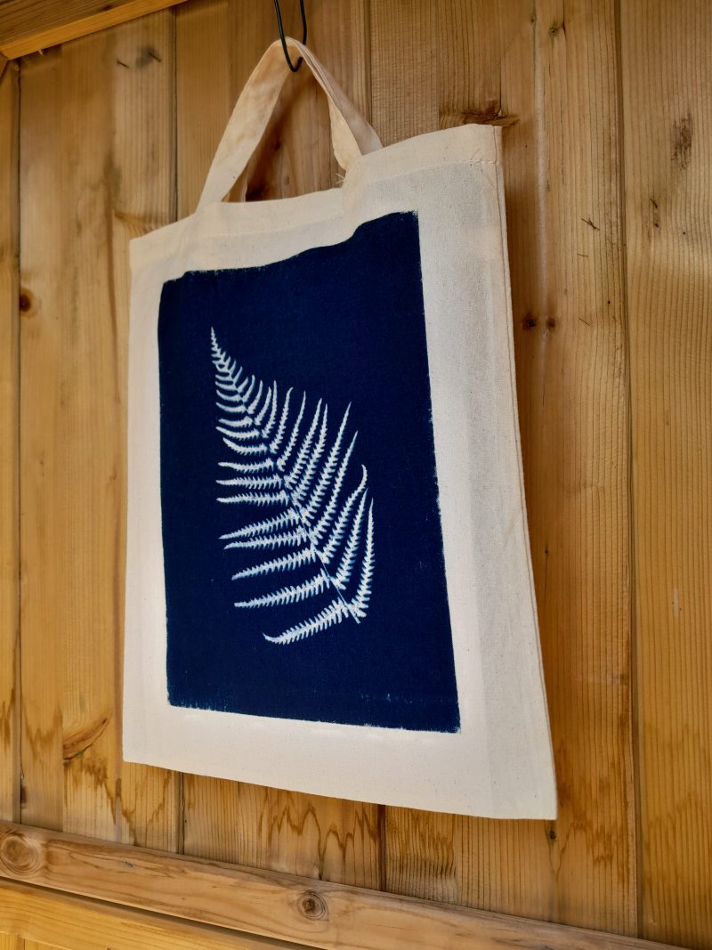 Fern cyanotype small tote bag