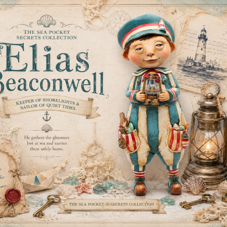 Handmade Paper Clay Art Doll Elias Beaconwell, 33cm Tall