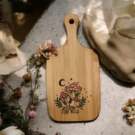 Stay Wild Mushroom Paddle Board | Hand Burned Woodland Serving Board | Cottagecore Kitchen Decor