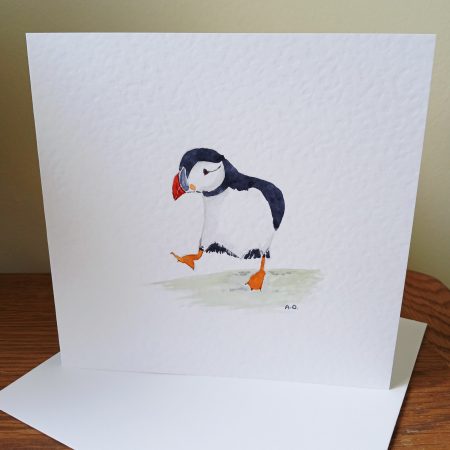 Handpainted Puffin Greetings Card with envelope.