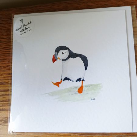 Handpainted Puffin Greetings Card with envelope.