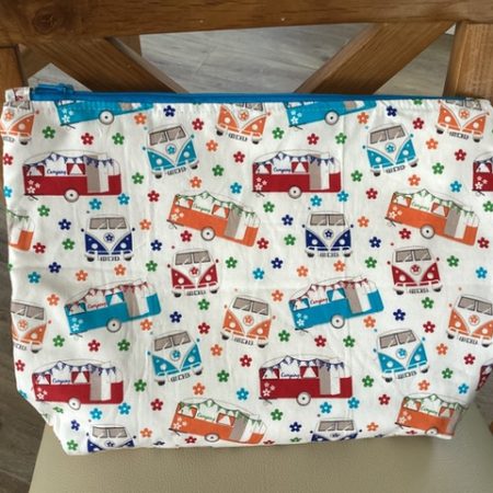 Medium Size Fabric Lined Caravan/Campervan Themed Zipped Purse/Make Up Bag/Pouch