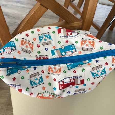 Medium Size Fabric Lined Caravan/Campervan Themed Zipped Purse/Make Up Bag/Pouch