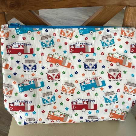 Medium Size Fabric Lined Caravan/Campervan Themed Zipped Purse/Make Up Bag/Pouch