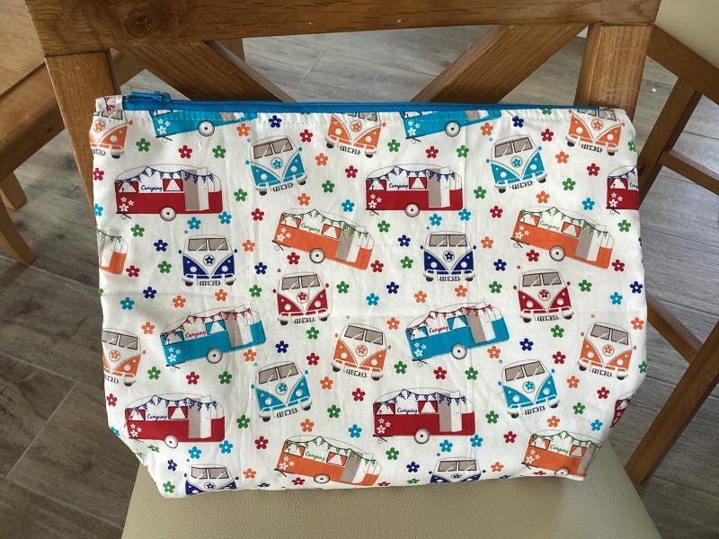 Medium Size Fabric Lined Caravan/Campervan Themed Zipped Purse/Make Up Bag/Pouch