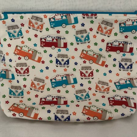Medium Size Fabric Lined Caravan/Campervan Themed Zipped Purse/Make Up Bag/Pouch
