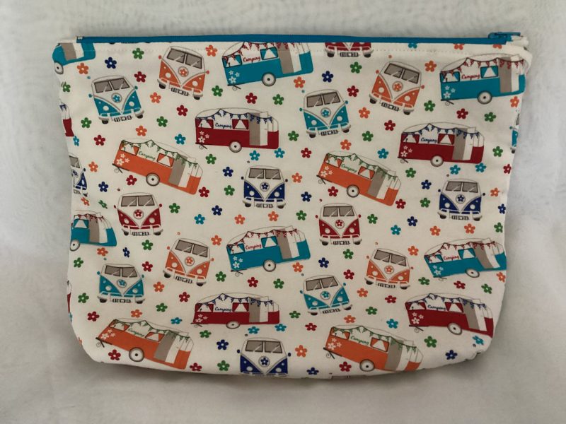 Medium Size Fabric Lined Caravan/Campervan Themed Zipped Purse/Make Up Bag/Pouch