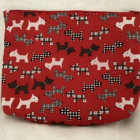 Medium Size Fabric Lined Red Scotty Dog Themed Zipped Purse/ Make Up Cosmetic Travel Bag/Pouch