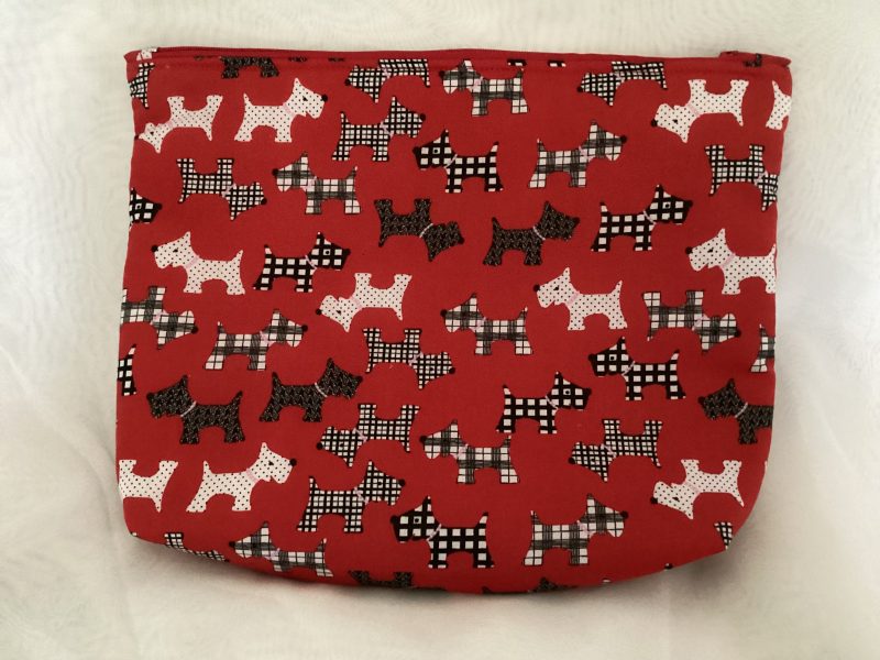 Medium Size Fabric Lined Red Scotty Dog Themed Zipped Purse/ Make Up Cosmetic Travel Bag/Pouch