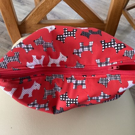Medium Size Fabric Lined Red Scotty Dog Themed Zipped Purse/ Make Up Cosmetic Travel Bag/Pouch