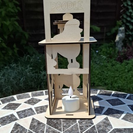 Personalised Dog Memorial Tea Light Lantern, Engraved Wooden Pet Remembrance