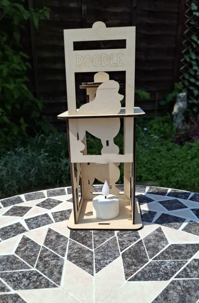 Personalised Dog Memorial Tea Light Lantern, Engraved Wooden Pet Remembrance