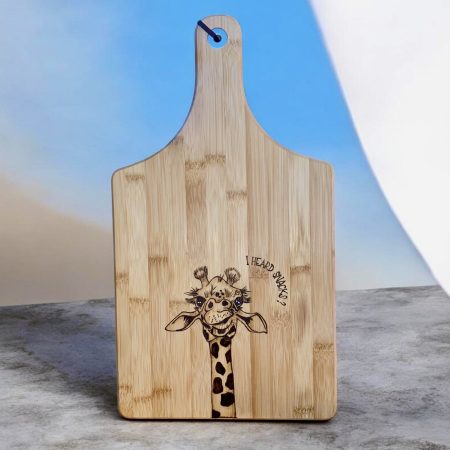 Funny Giraffe Snack Board | Handmade Pyrography Serving Board | "I Heard Snacks?"