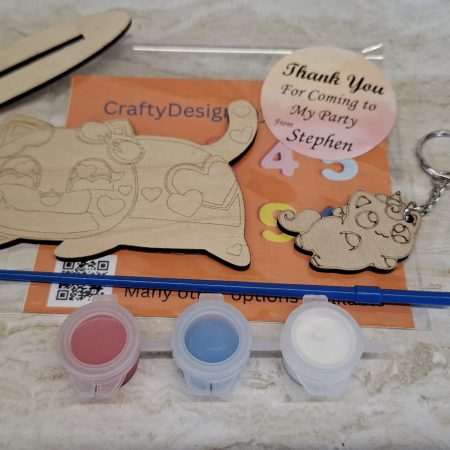Paint your Own Cute Cats, Personalised Individual Party Packs, Paintable Wood Figures