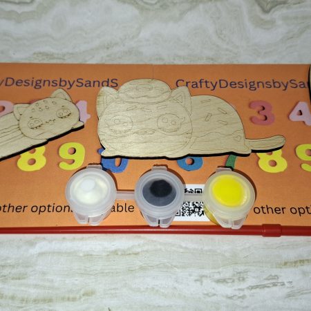 Paint your Own Cute Cats, Personalised Individual Party Packs, Paintable Wood Figures