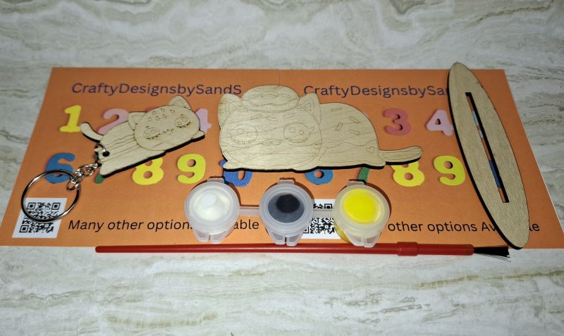 Paint your Own Cute Cats, Personalised Individual Party Packs, Paintable Wood Figures
