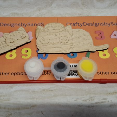 Paint your Own Cute Cats, Personalised Individual Party Packs, Paintable Wood Figures