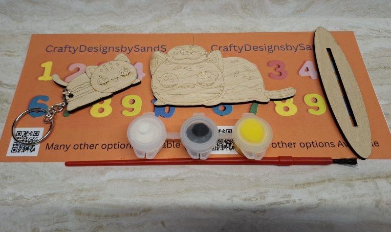 Paint your Own Cute Cats, Personalised Individual Party Packs, Paintable Wood Figures