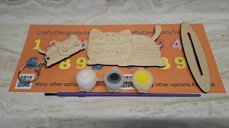 Paint your Own Cute Cats, Personalised Individual Party Packs, Paintable Wood Figures
