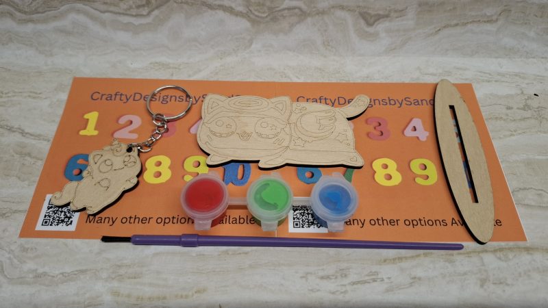 Paint your Own Cute Cats, Personalised Individual Party Packs, Paintable Wood Figures