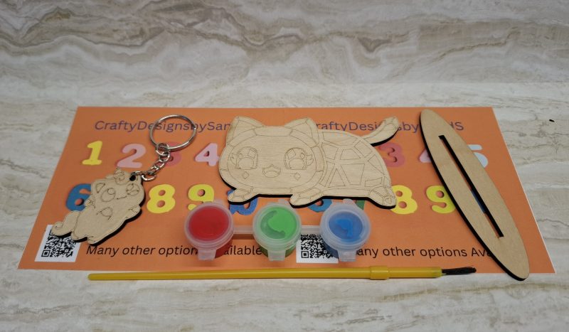Paint your Own Cute Cats, Personalised Individual Party Packs, Paintable Wood Figures