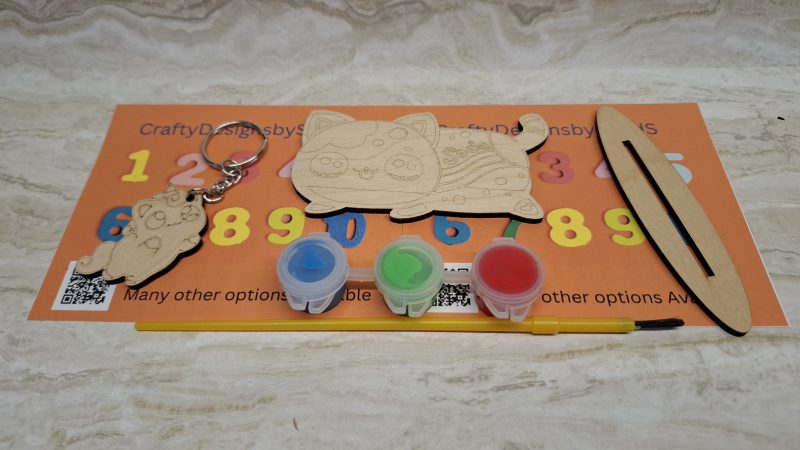 Paint your Own Cute Cats, Personalised Individual Party Packs, Paintable Wood Figures