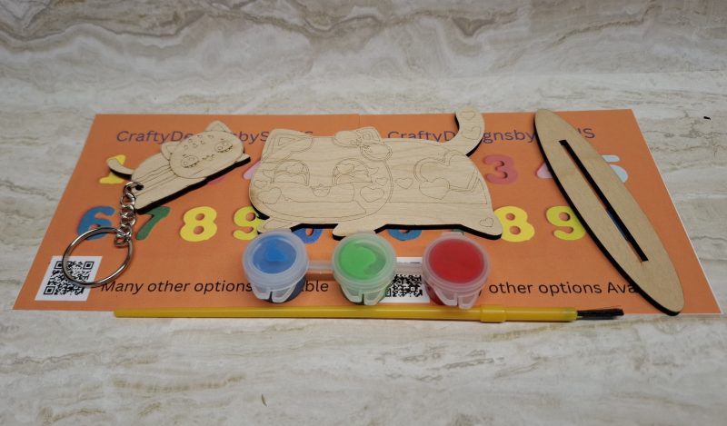Paint your Own Cute Cats, Personalised Individual Party Packs, Paintable Wood Figures