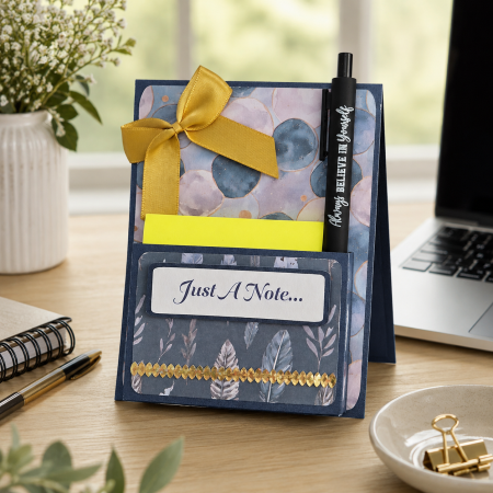 Handmade Desk Notepad Holder with Inspirational Pen