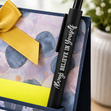 Handmade Desk Notepad Holder with Inspirational Pen
