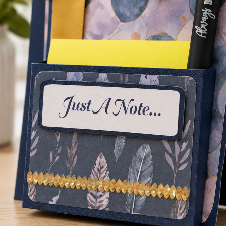 Handmade Desk Notepad Holder with Inspirational Pen