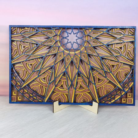 Moroccan Sun Mandala Wall Art, Layered Wooden Laser Cut Decor, Boho Geometric Shelf Display, Spiritual Home Gift for Office or Bedroom