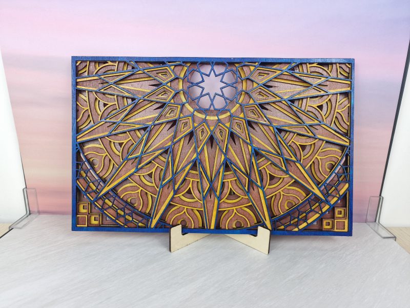 Moroccan Sun Mandala Wall Art, Layered Wooden Laser Cut Decor, Boho Geometric Shelf Display, Spiritual Home Gift for Office or Bedroom