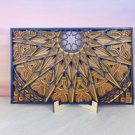 Moroccan Sun Mandala Wall Art, Layered Wooden Laser Cut Decor, Boho Geometric Shelf Display, Spiritual Home Gift for Office or Bedroom