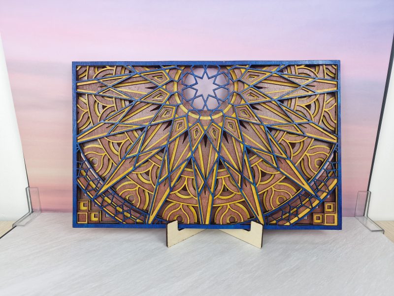 Moroccan Sun Mandala Wall Art, Layered Wooden Laser Cut Decor, Boho Geometric Shelf Display, Spiritual Home Gift for Office or Bedroom