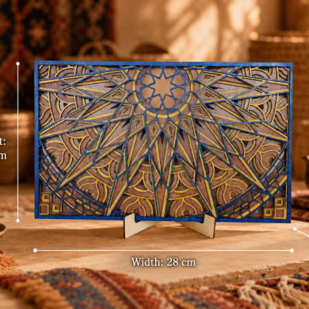 Moroccan Sun Mandala Wall Art, Layered Wooden Laser Cut Decor, Boho Geometric Shelf Display, Spiritual Home Gift for Office or Bedroom