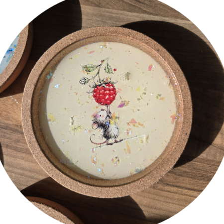 Whimsical Woodland Mouse Coasters – Handcrafted 🐭🍓