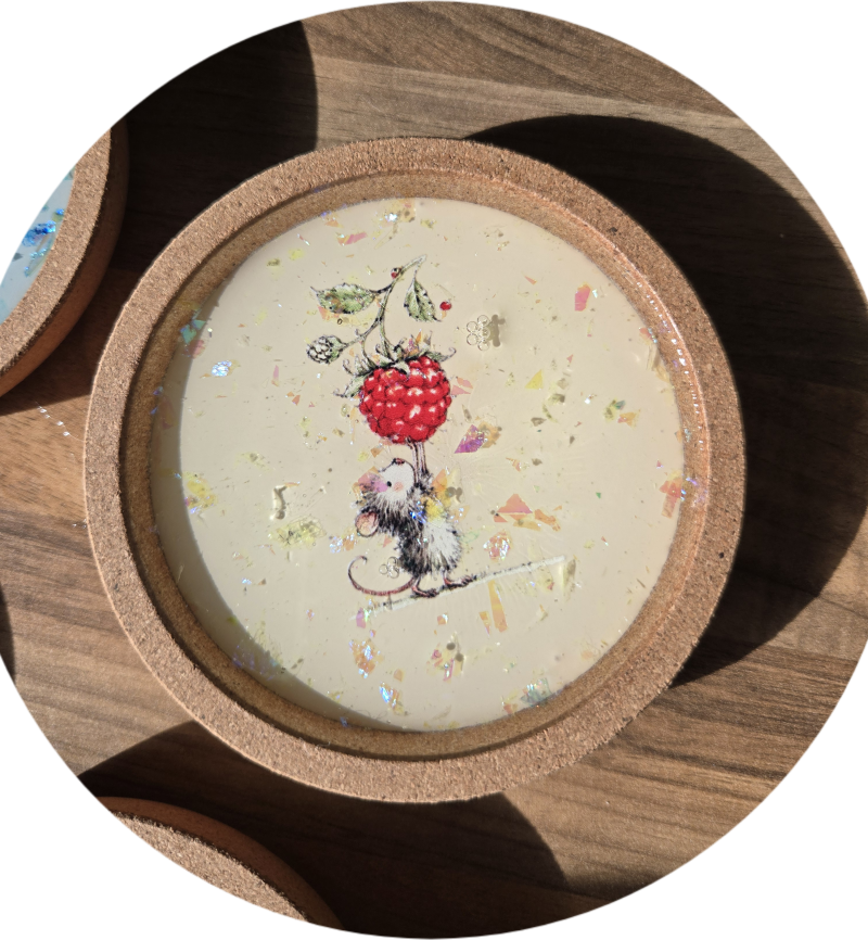 Whimsical Woodland Mouse Coasters – Handcrafted 🐭🍓