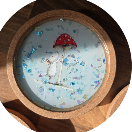 Whimsical Woodland Mouse Coasters – Handcrafted 🐭🍓