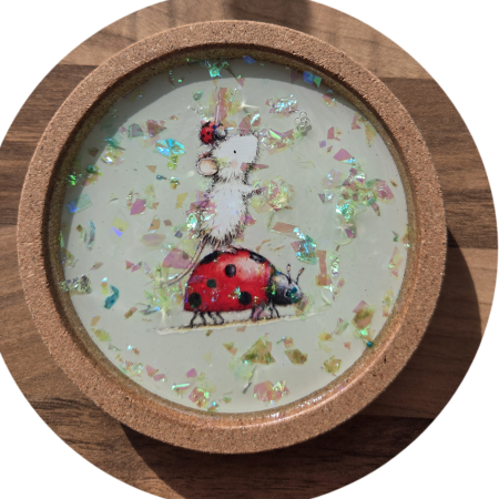 Whimsical Woodland Mouse Coasters – Handcrafted 🐭🍓