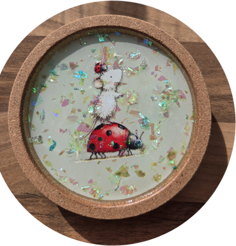 Whimsical Woodland Mouse Coasters – Handcrafted 🐭🍓