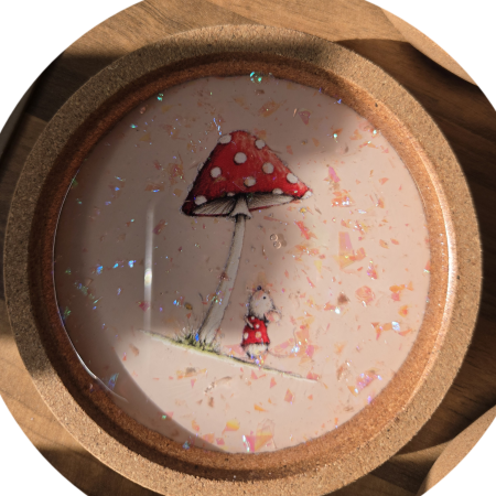 Whimsical Woodland Mouse Coasters – Handcrafted 🐭🍓