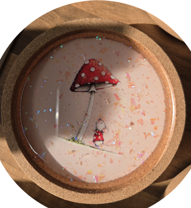Whimsical Woodland Mouse Coasters – Handcrafted 🐭🍓