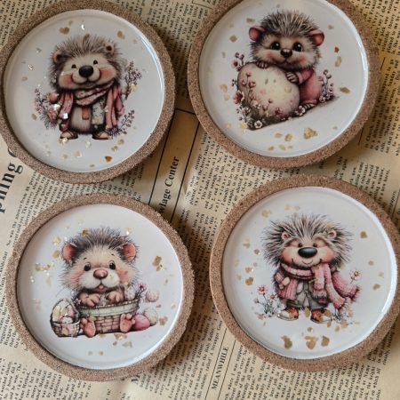 Handmade Cute Hedgehog Coasters(set of 4)
