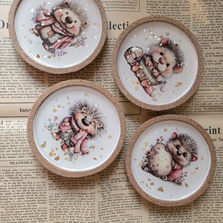Handmade Cute Hedgehog Coasters(set of 4)