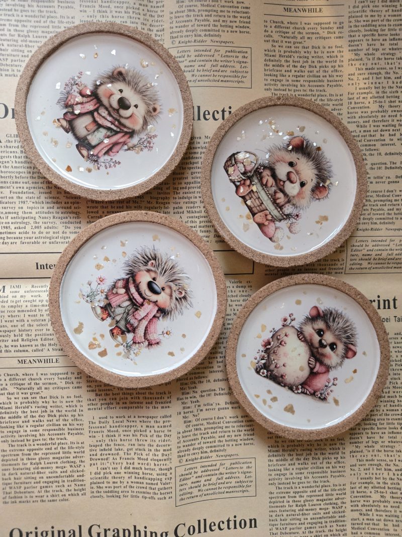 Handmade Cute Hedgehog Coasters(set of 4)