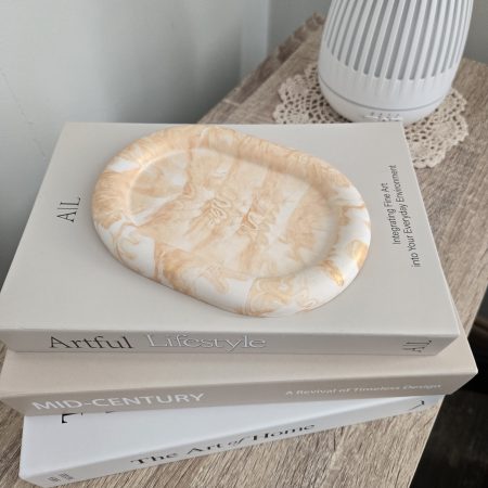 Handcrafted Gold Marble Oval Trinket Tray / Vanity Dish ✨
