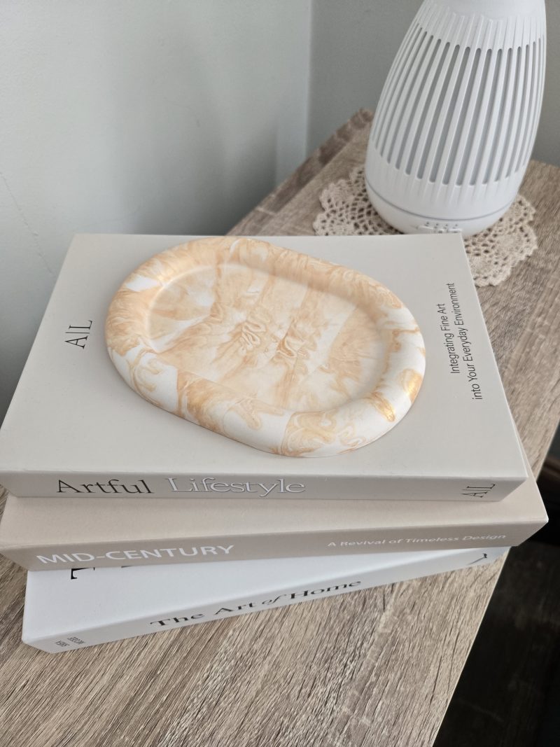 Handcrafted Gold Marble Oval Trinket Tray / Vanity Dish ✨
