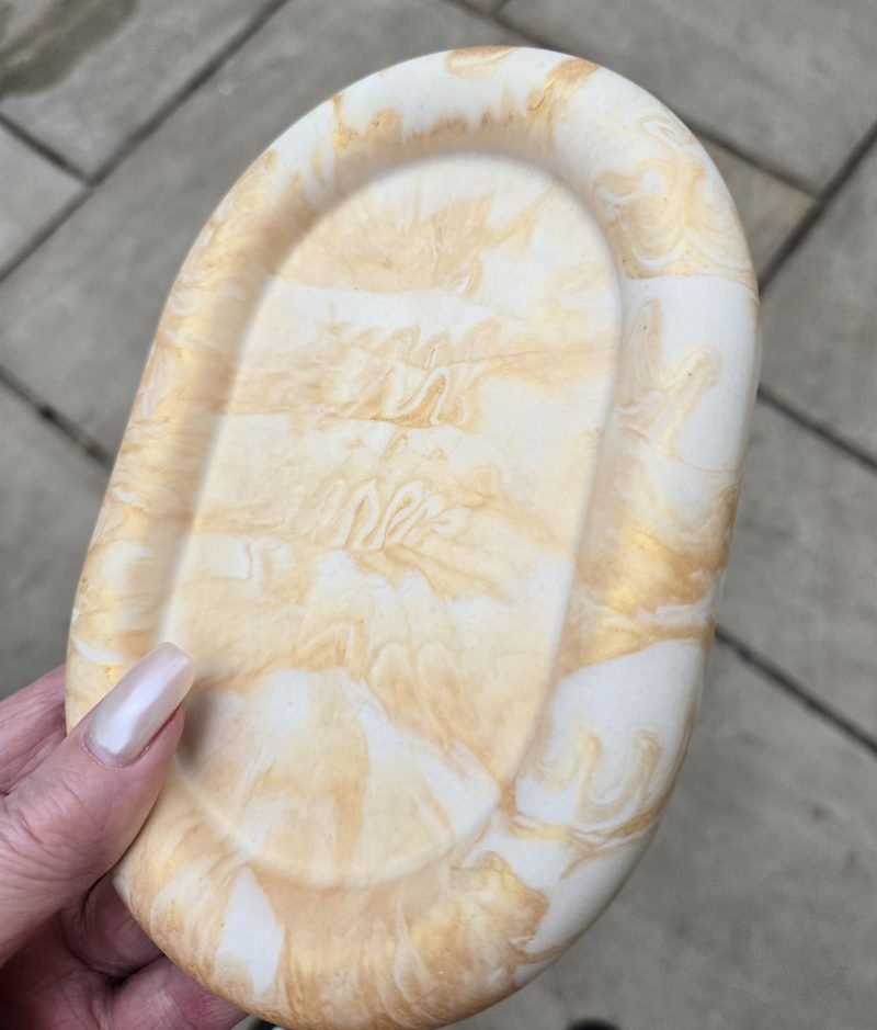 Handcrafted Gold Marble Oval Trinket Tray / Vanity Dish ✨